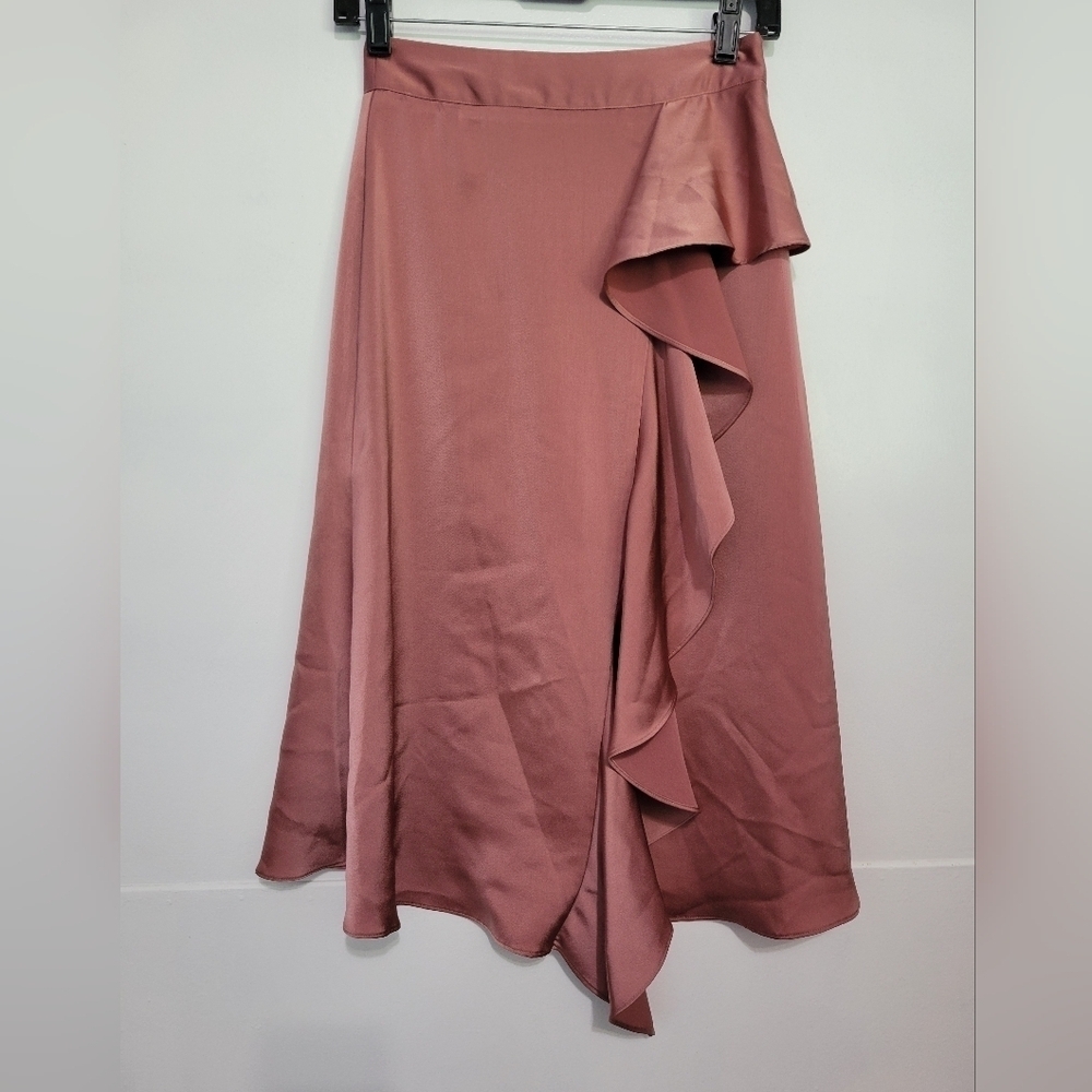 Zara Basic Collection Ruffle Satin Skirt XS